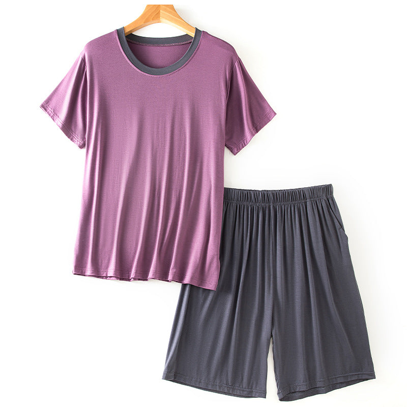 Men's Round Neck Short Sleeve Suit Summer Casual Size L - 4XL