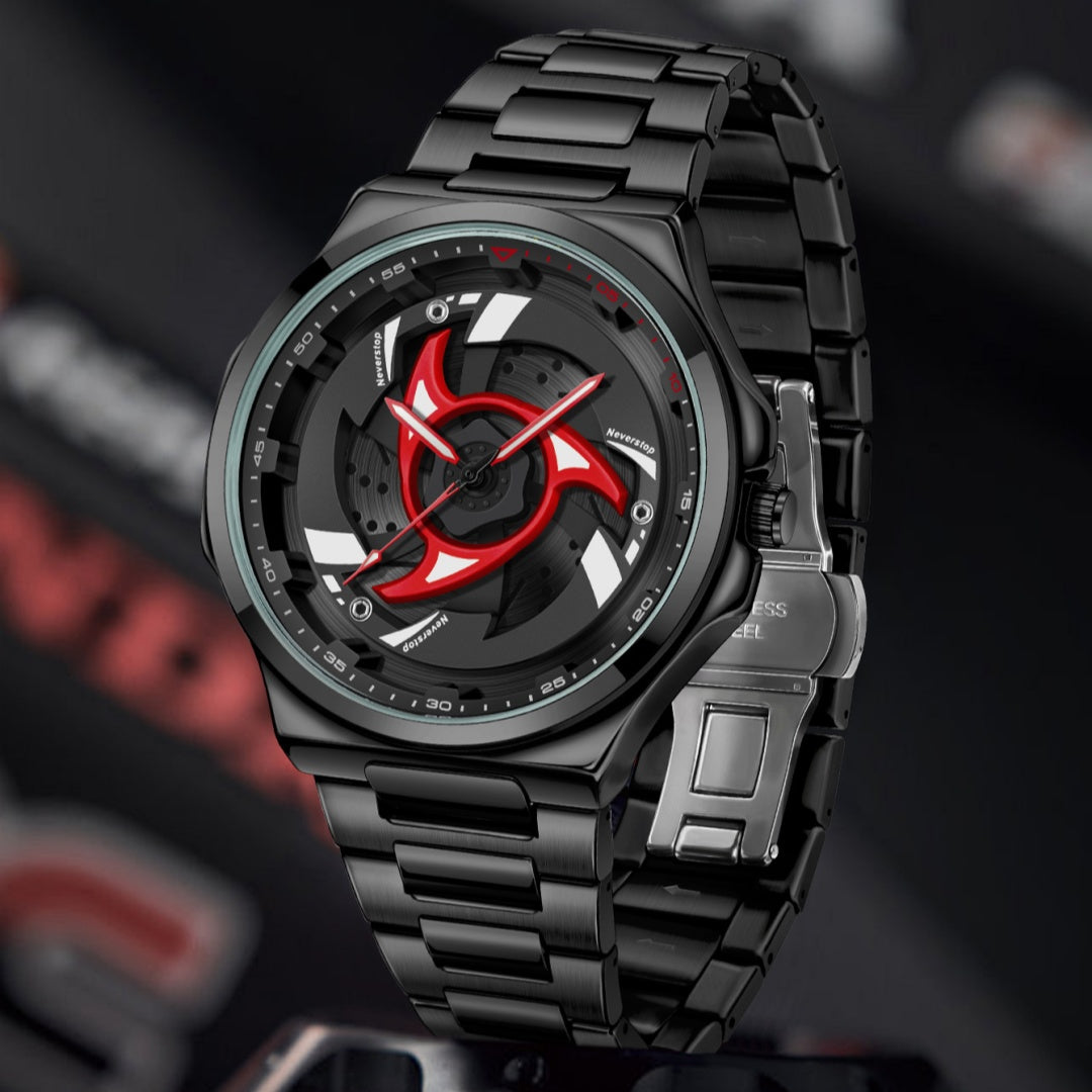 Mens Steel-band Rotating Bezel Dial Quartz Watch With A Sporty Design Waterproof