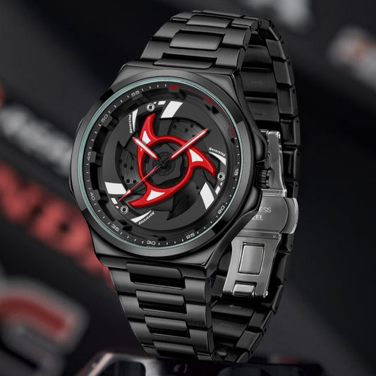 Mens Steel-band Rotating Bezel Dial Quartz Watch With A Sporty Design Waterproof