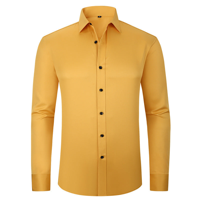 Full Elastic Force Shirt Men's Non-ironing Anti-wrinkle Solid Color