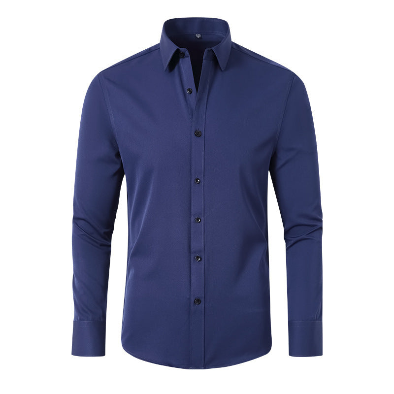 Full Elastic Force Shirt Men's Non-ironing Anti-wrinkle Solid Color
