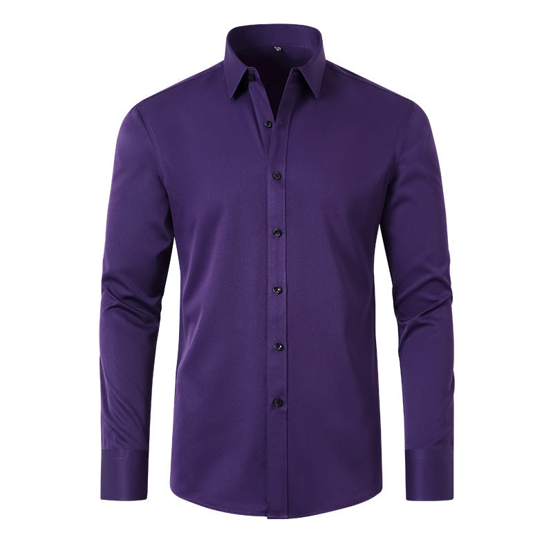 Full Elastic Force Shirt Men's Non-ironing Anti-wrinkle Solid Color