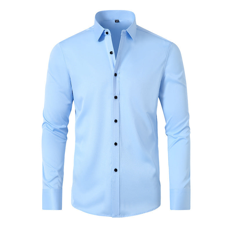 Full Elastic Force Shirt Men's Non-ironing Anti-wrinkle Solid Color