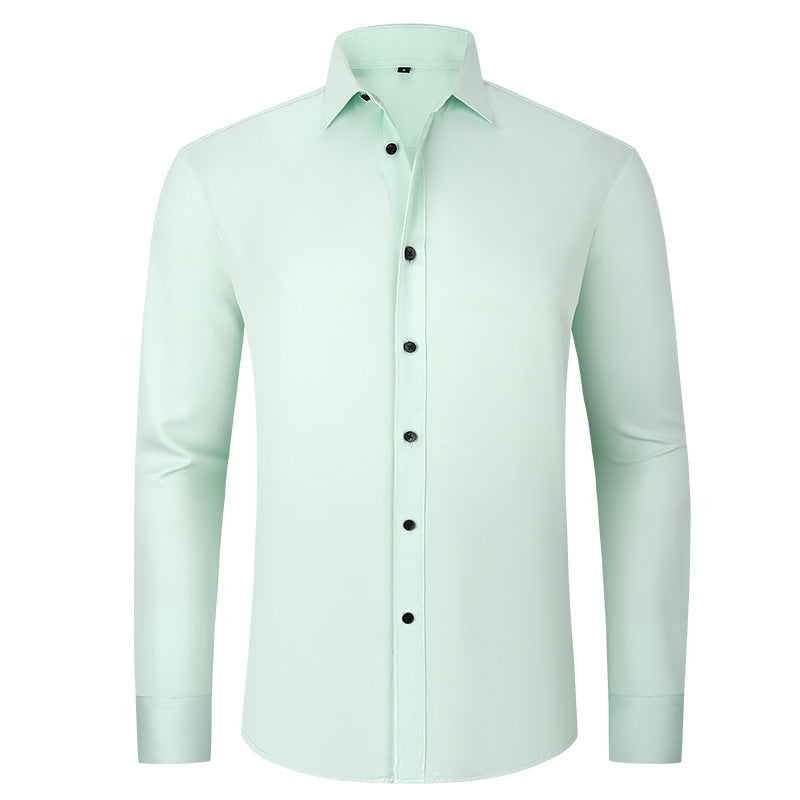 Full Elastic Force Shirt Men's Non-ironing Anti-wrinkle Solid Color
