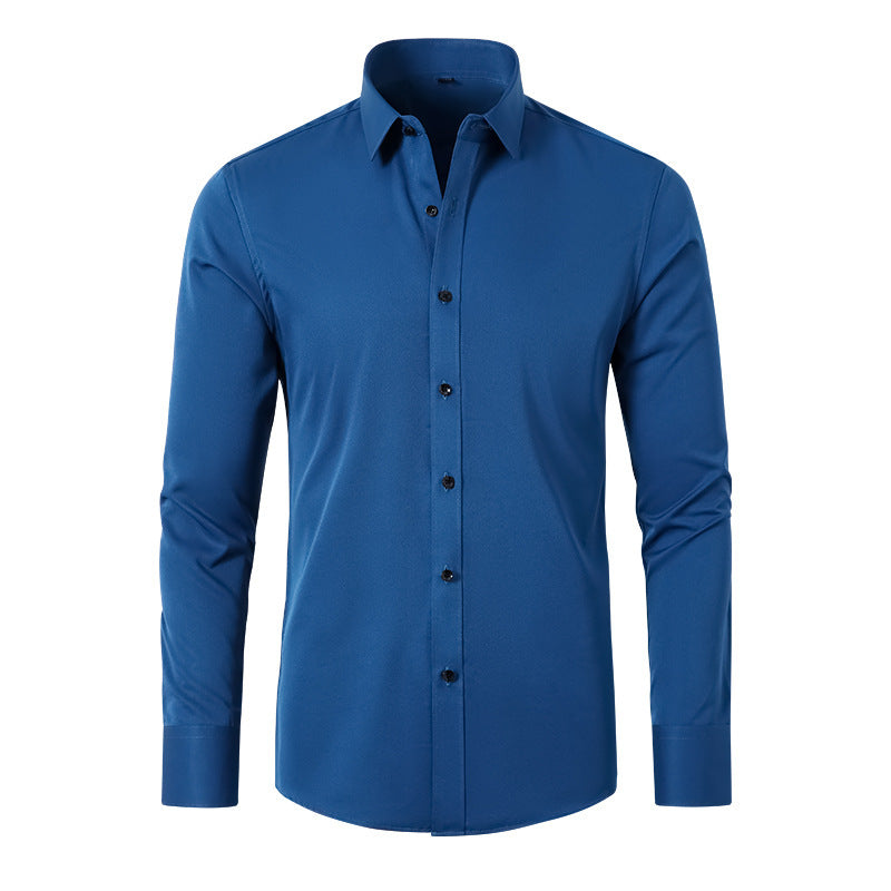 Full Elastic Force Shirt Men's Non-ironing Anti-wrinkle Solid Color