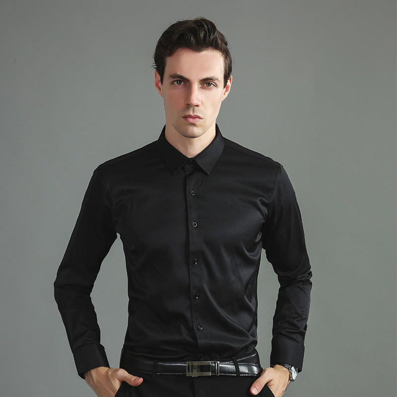 Full Elastic Force Shirt Men's Non-ironing Anti-wrinkle Solid Color