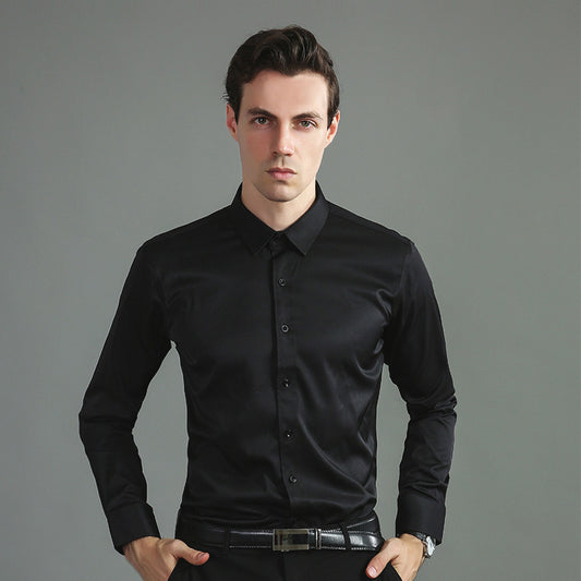 Full Elastic Force Shirt Men's Non-ironing Anti-wrinkle Solid Color