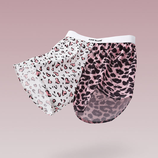 Men's Leopard Print Loose Woven Casual Boxer Briefs