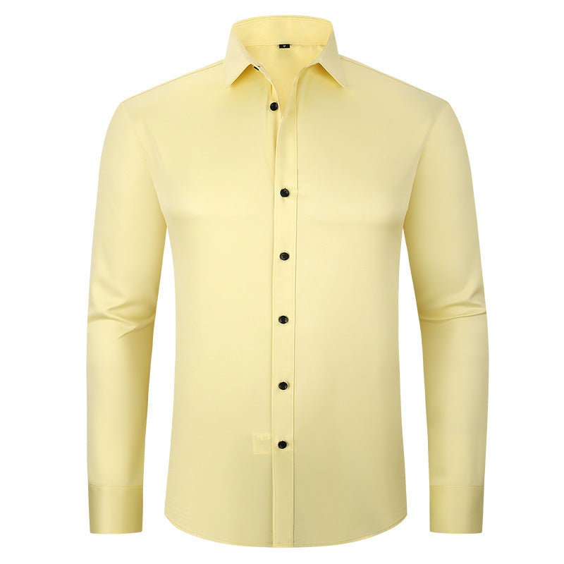 Full Elastic Force Shirt Men's Non-ironing Anti-wrinkle Solid Color
