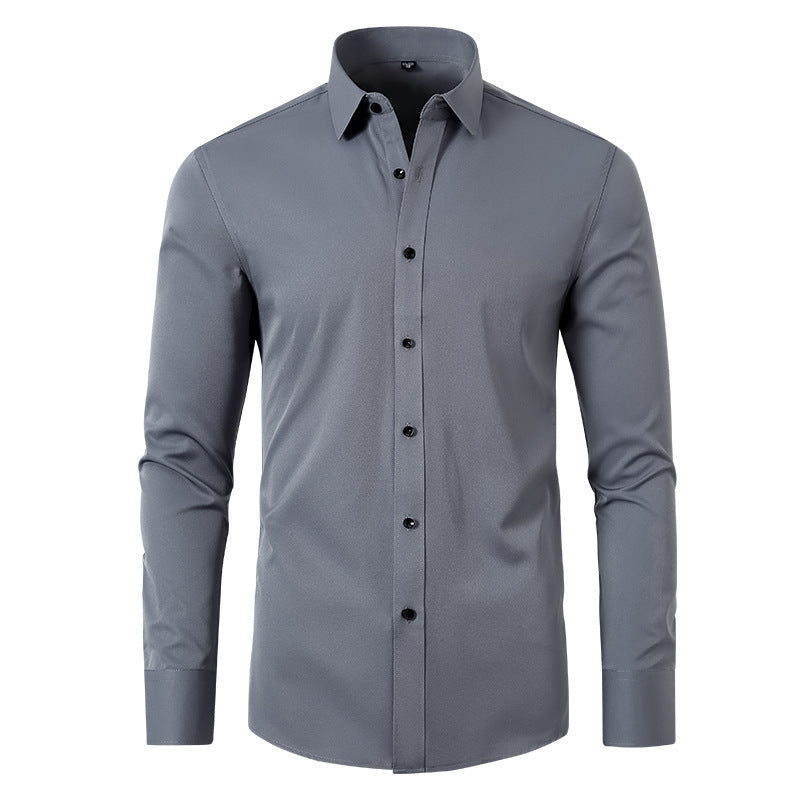 Full Elastic Force Shirt Men's Non-ironing Anti-wrinkle Solid Color