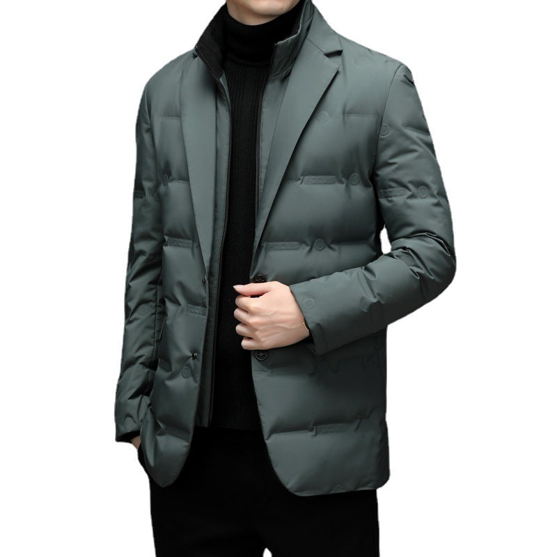 Winter Men's Cold-proof Down Jacket Coat Suit Scarf Collar