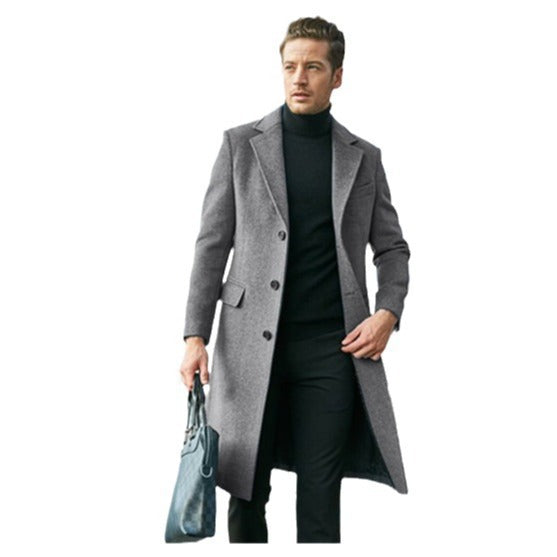 Men's Long-sleeved Wool Coat For Autumn And Winter