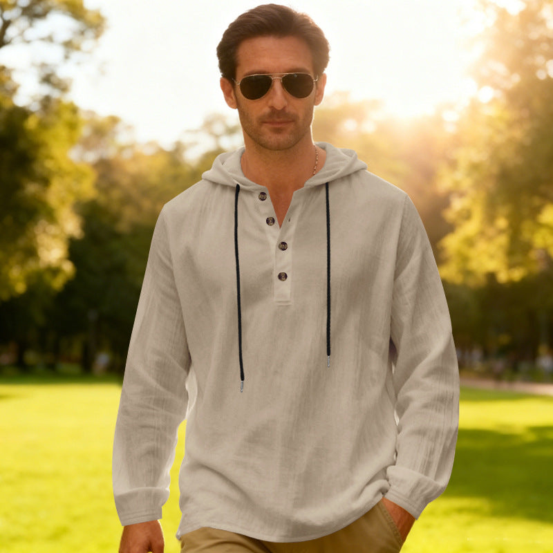 Yama Mens Breathable Hooded Long-Sleeve Beach Shirt Size: S - 3XL