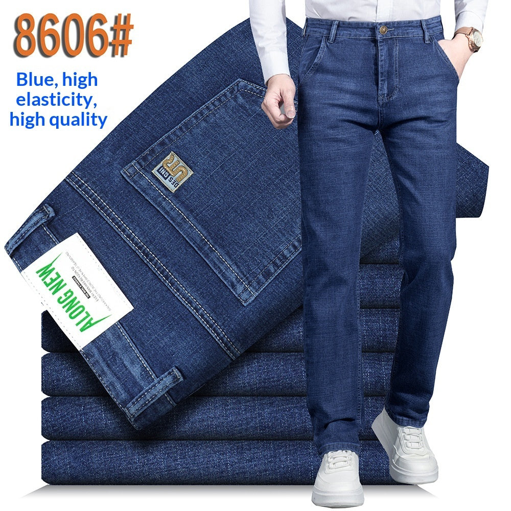 Summer Business Formal Jeans For Men Loose Straight-Leg Stretchy Slim-Fit Casual And Professional Wear Sizes 28-40