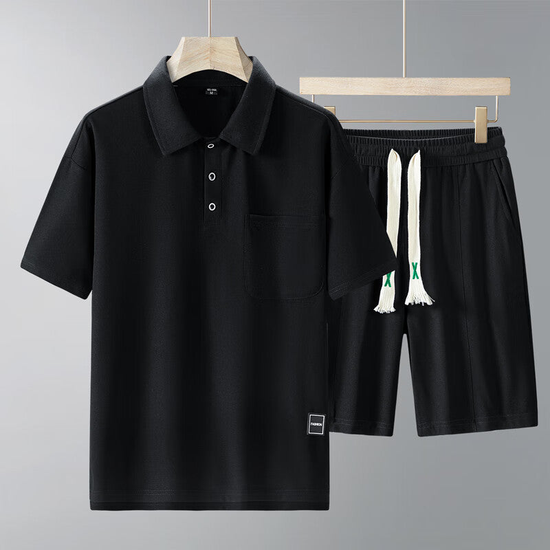 Sports Suit Men's Short-sleeved Thin Lapels T-shirt Shorts Running Leisure Two-piece Set Size M - 4XL