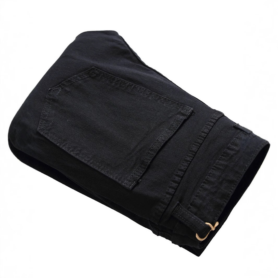 Teens Tight Ripped Trendy Skinny Solid Color Simple Denim Trousers