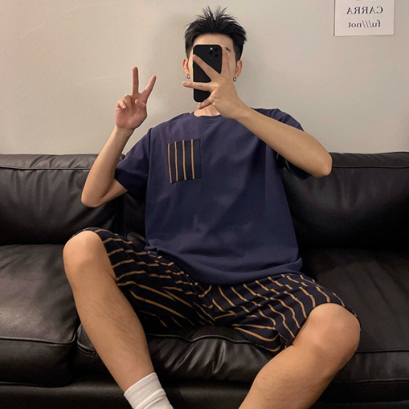 Men's Round Neck Cartoon Loose Homewear Suit