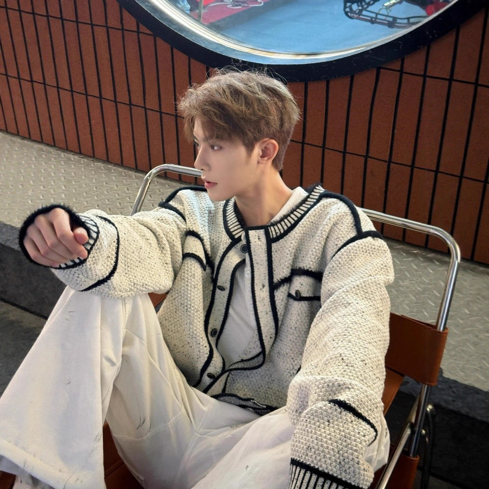 Round-neck Knitted Cardigan Sweater For Autumn And Winter