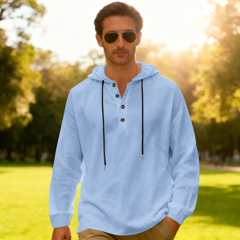 Yama Mens Breathable Hooded Long-Sleeve Beach Shirt Size: S - 3XL