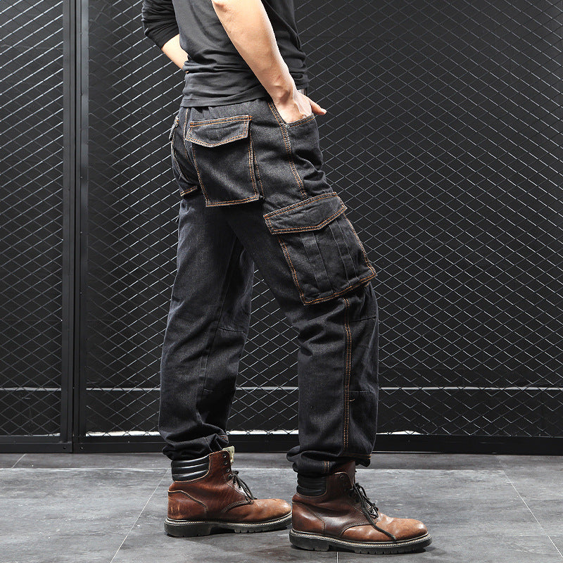 Men's Straight Cargo Pants Loose Pants Jeans, Size 30 - 42