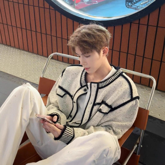 Round-neck Knitted Cardigan Sweater For Autumn And Winter