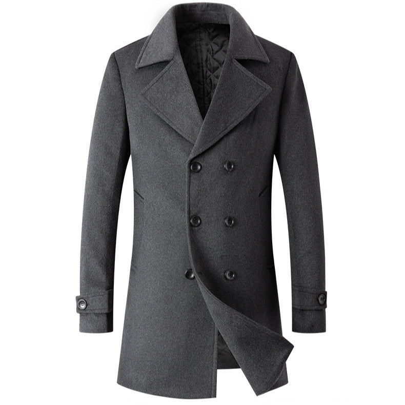 Cotton-padded Wool Coat Fashionable Lapel Wool Outerwear