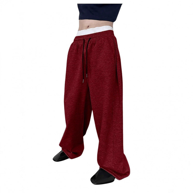 Men's Drawstring Waist Straight Wide-leg Loose Pants Size: S - XXL