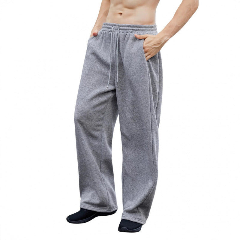 Men's Drawstring Waist Straight Wide-leg Loose Pants Size: S - XXL