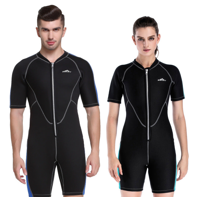Neoprene Wetsuits Men's And Women's Swimming WetSuits One-Piece Thicken Swimsuit Short Sleeve Deep Diving Surfing Wetsuits Size: S - 3XL, Male/Female