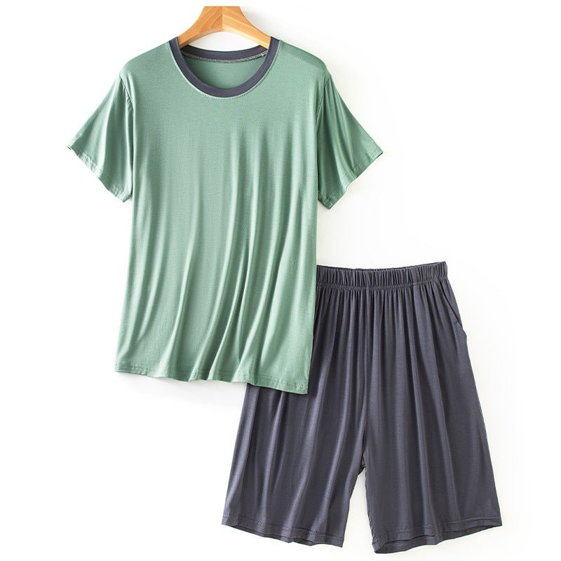 Men's Round Neck Short Sleeve Suit Summer Casual Size L - 4XL