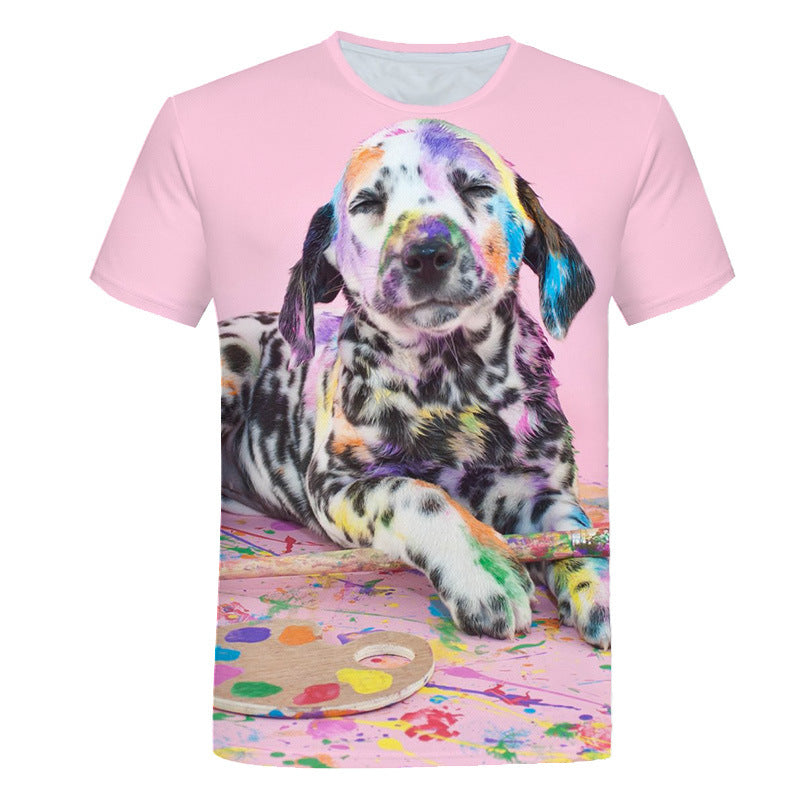 Digital Cartoon Print Loose Boy's and Men's T-shirt