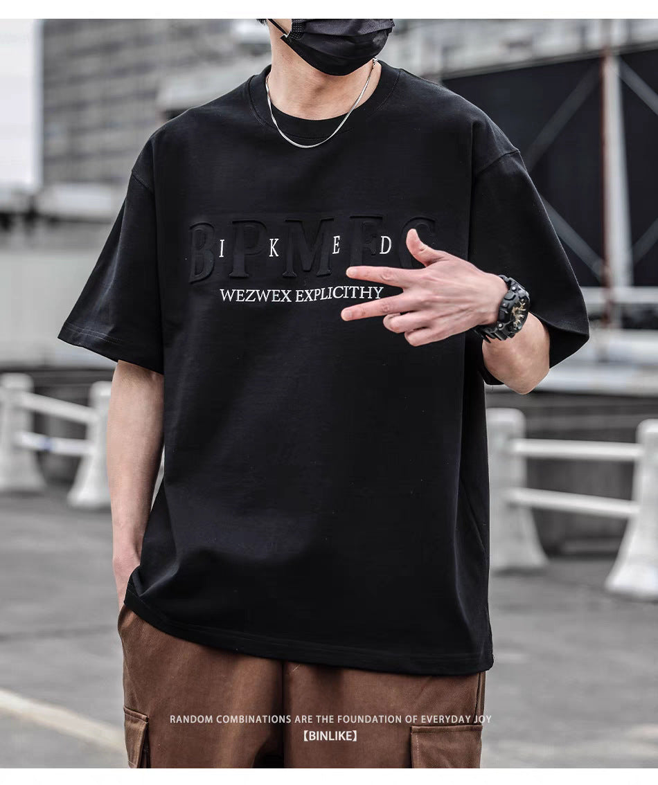 Short Sleeve Men's Simple Printed Top Size M - 3XL