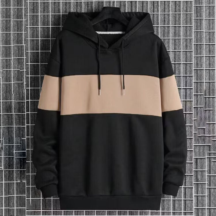 Mens Patchwork Color-Block Hoodie Single-Face Style Size: S - XXL