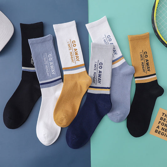 Mens Mid-calf Socks Breathable Sweat-absorbing All Season