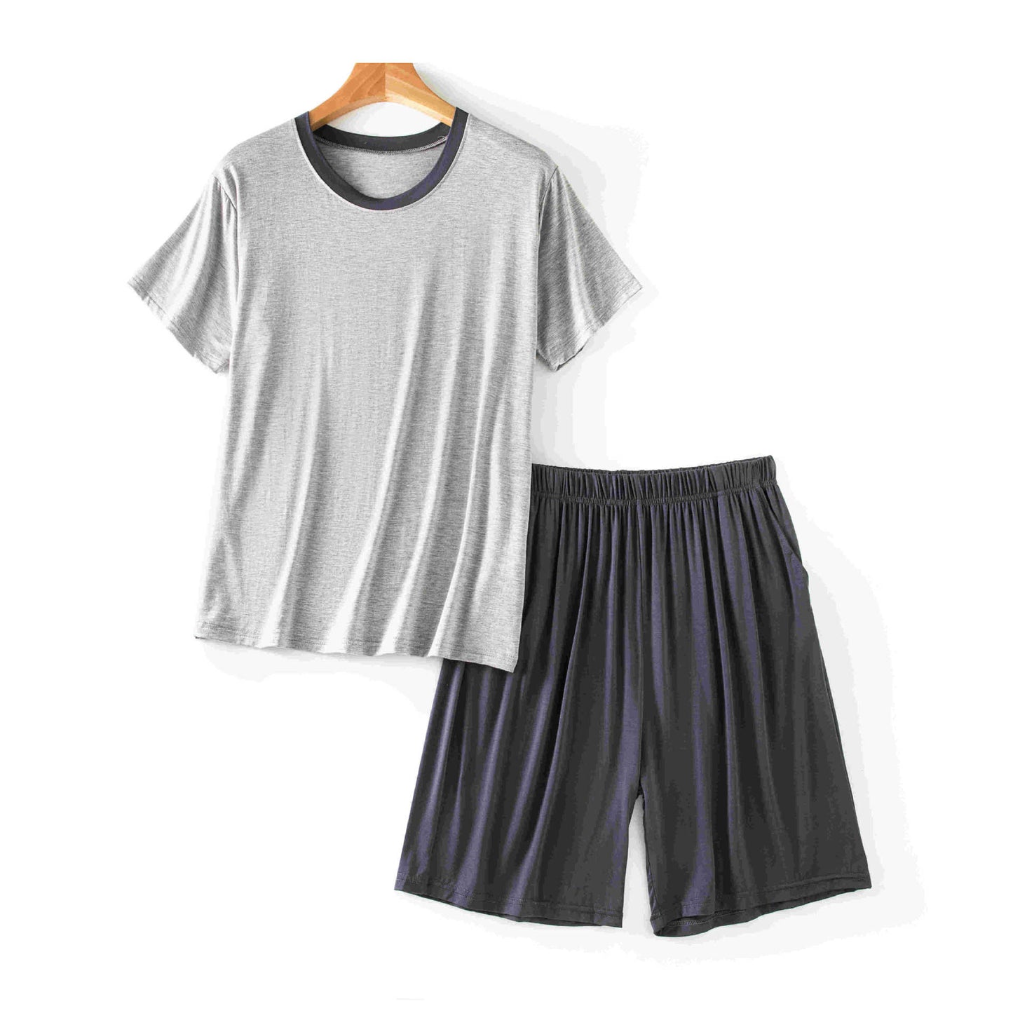 Men's Round Neck Short Sleeve Suit Summer Casual Size L - 4XL