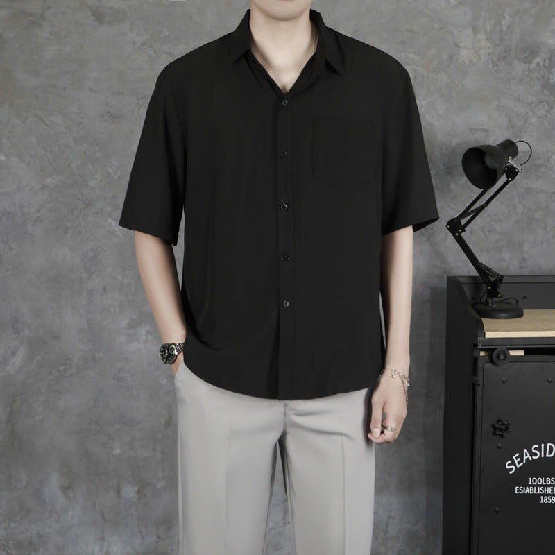 Summer Drape Men's Short-sleeve Thin Breathable Casual Shirt Size: S, M, L, XL, XXL, XXXL
