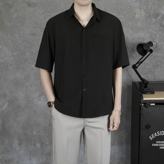 Summer Drape Men's Short-sleeve Thin Breathable Casual Shirt Size: S, M, L, XL, XXL, XXXL