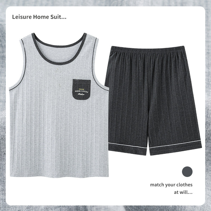 Men's Cotton Pajamas Sweat-absorbent Breathable Casual Size L - 4XL