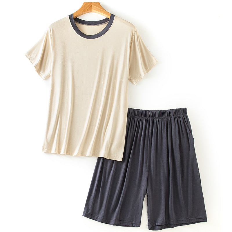 Men's Round Neck Short Sleeve Suit Summer Casual Size L - 4XL