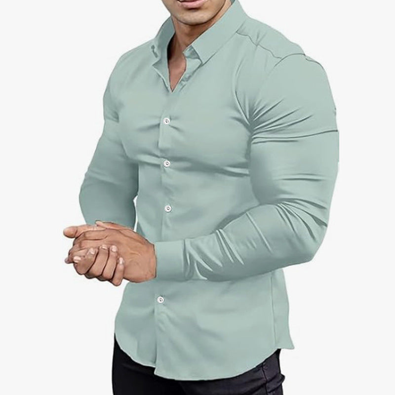 Summer Anti-wrinkle Casual Shirt Men's Long-sleeved Shirt Size S,M,L,XL,XXL,XXXL,4XL