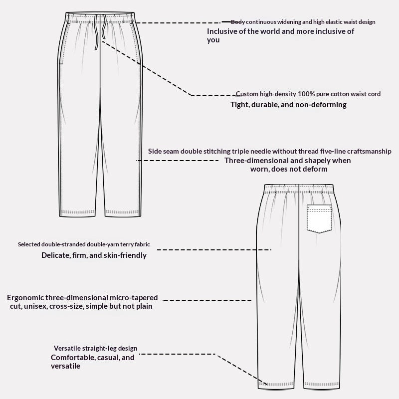 Loose Straight-leg Ankle-cuff Track Pants Size S - XXXL