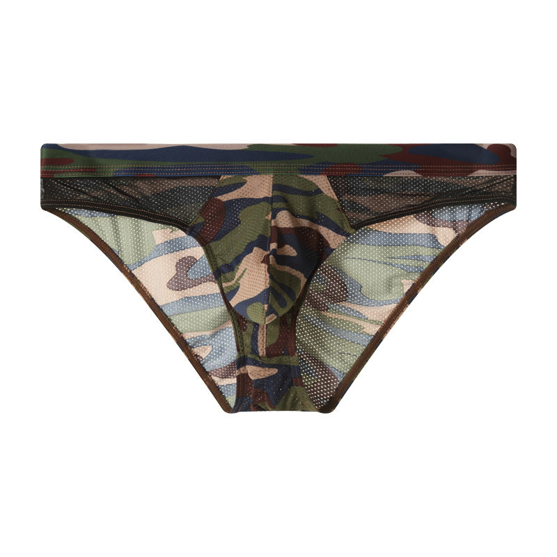 Men's Camouflage Mesh Color Matching Briefs
