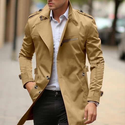Autumn New Lapel Mid-length Men's Casual Jacket, Size: M-5XL