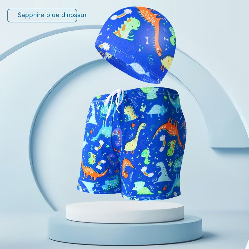 Children's Swimming Trunks Beach Vacation With Swimming Cap Suit: Size height 110-125cm. Weight 15.00kg-25.00kg
