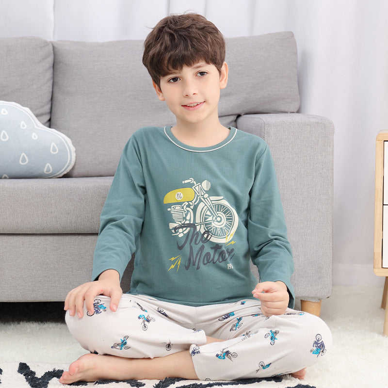 Boys Pajamas Spring And Autumn Pure Cotton Thin Long Sleeves