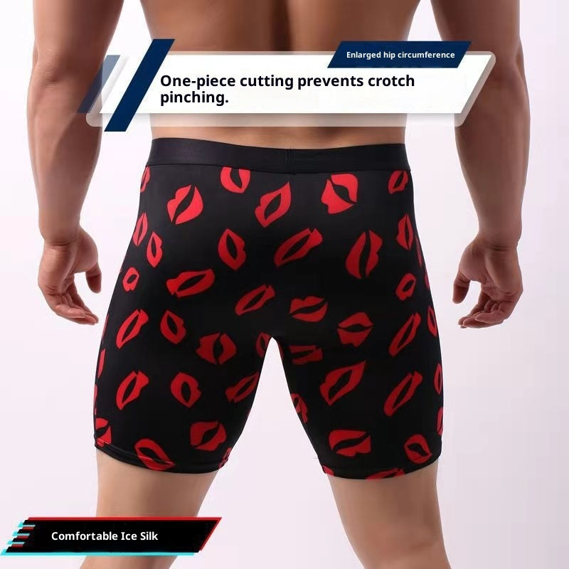 Running Men's Underwear Men's Extended Version Of Ice Silk Boxer Shorts
