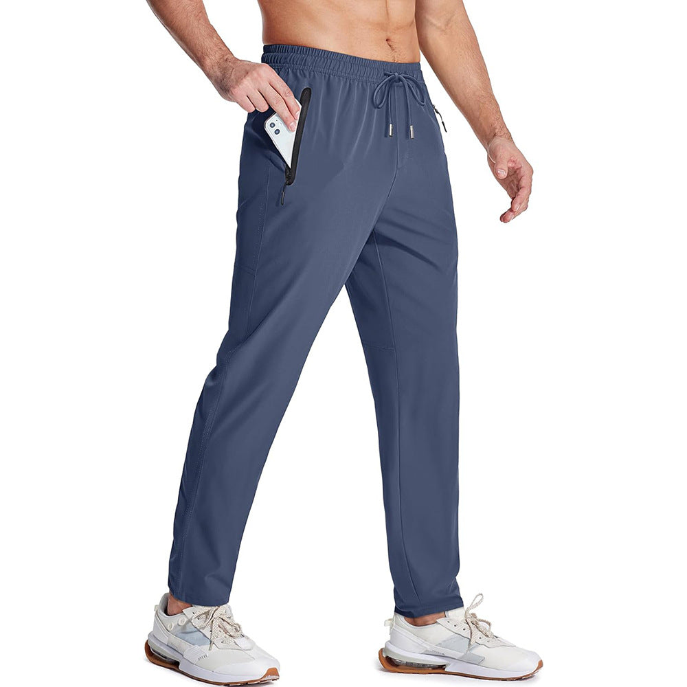 Sports Running Casual Pants Men's Loose Lace-up Elastic Waist Long Pants Size S - 4XL