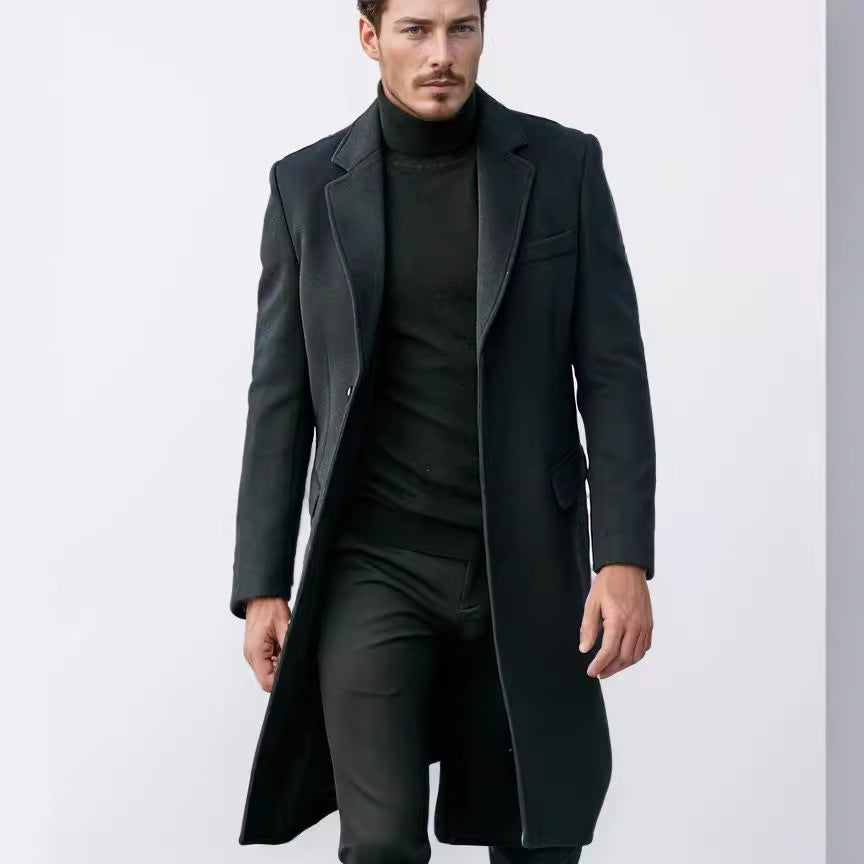 Men's Long-sleeved Wool Coat For Autumn And Winter