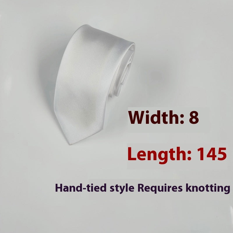 8cm Black Hand-tied Plain Suit Tie