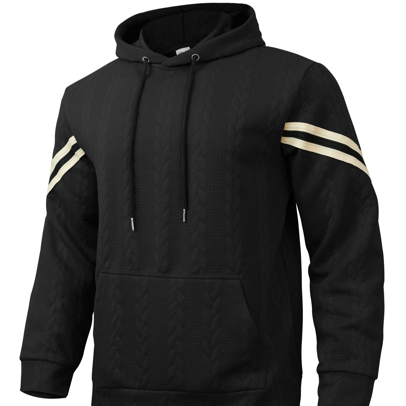 Jacquard-woven Thermal Outdoor Sports Trendy Hooded Hoodie For Men Size: S - 3XL